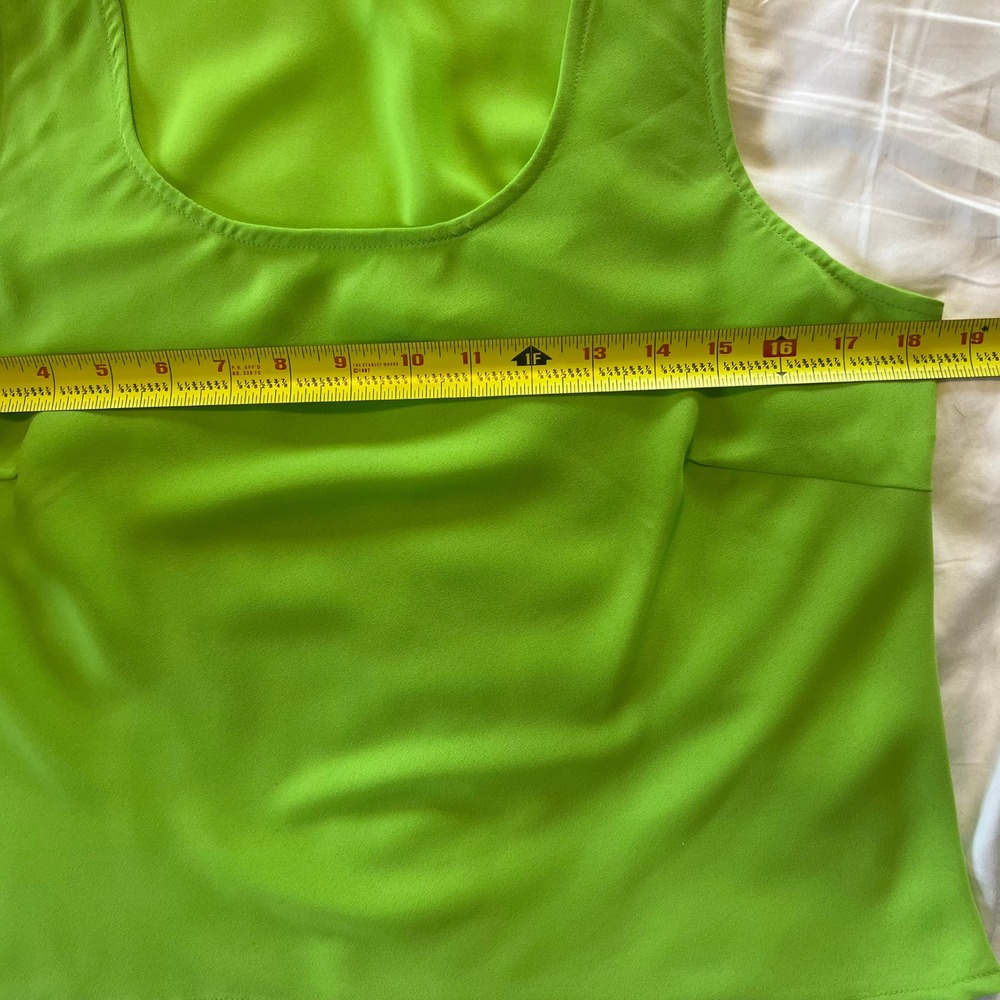 Spenser Jeremy Lime Green 100% Silk Short Sleeve Button Up Blouse & Tank Set M - Picture 8 of 12
